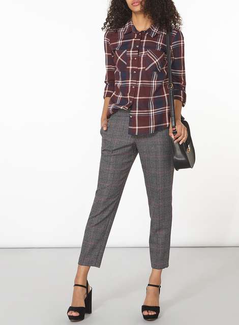 pink and grey check ankle grazer